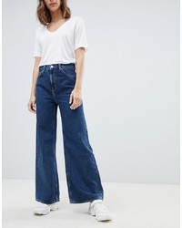dunkelblaue weite Hose aus Jeans von Weekday
