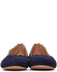 dunkelblaue Wildleder Ballerinas von Chloé