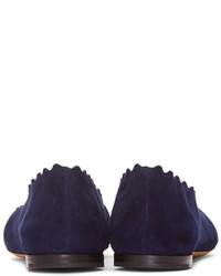 dunkelblaue Wildleder Ballerinas von Chloé