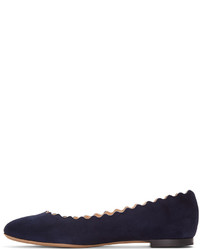 dunkelblaue Wildleder Ballerinas von Chloé