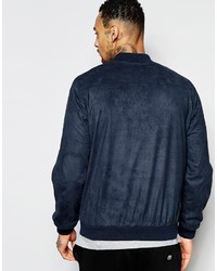 dunkelblaue Wildleder Bomberjacke von Asos