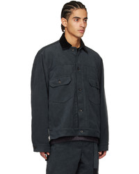 dunkelblaue Wildleder Bomberjacke von Sacai