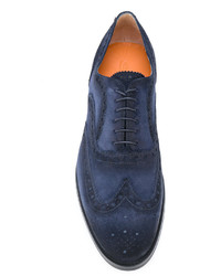 dunkelblaue Wildleder Brogues von Santoni