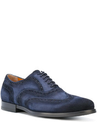 dunkelblaue Wildleder Brogues von Santoni