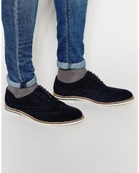 dunkelblaue Wildleder Brogues von Dune