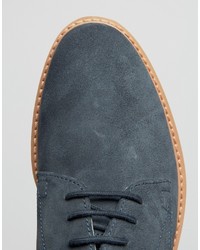 dunkelblaue Wildleder Derby Schuhe von Frank Wright