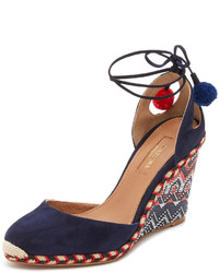 dunkelblaue Wildleder Espadrilles von Aquazzura