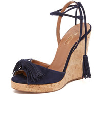 dunkelblaue Wildleder Espadrilles von Aquazzura