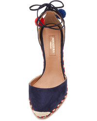 dunkelblaue Wildleder Espadrilles von Aquazzura