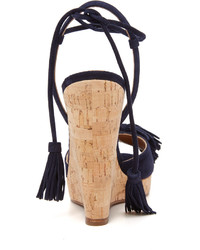 dunkelblaue Wildleder Espadrilles von Aquazzura