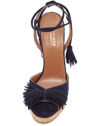 dunkelblaue Wildleder Espadrilles von Aquazzura