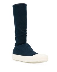 dunkelblaue Wildleder mittelalte Stiefel von Rick Owens DRKSHDW