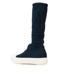 dunkelblaue Wildleder mittelalte Stiefel von Rick Owens DRKSHDW