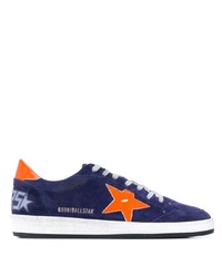 dunkelblaue Wildleder niedrige Sneakers mit Sternenmuster