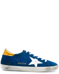 dunkelblaue Wildleder niedrige Sneakers mit Sternenmuster von Golden Goose Deluxe Brand