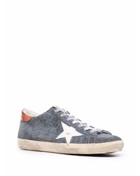 dunkelblaue Wildleder niedrige Sneakers mit Sternenmuster von Golden Goose