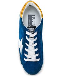 dunkelblaue Wildleder niedrige Sneakers mit Sternenmuster von Golden Goose Deluxe Brand