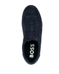 dunkelblaue Wildleder niedrige Sneakers von BOSS