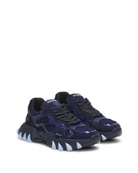 dunkelblaue Wildleder niedrige Sneakers von Balmain