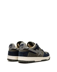 dunkelblaue Wildleder niedrige Sneakers von A Bathing Ape