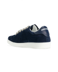 dunkelblaue Wildleder niedrige Sneakers von DSQUARED2