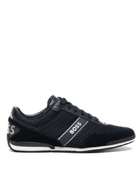 dunkelblaue Wildleder niedrige Sneakers von BOSS