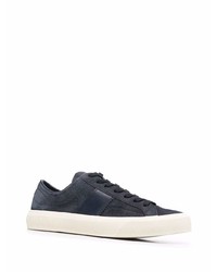 dunkelblaue Wildleder niedrige Sneakers von Tom Ford