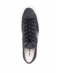 dunkelblaue Wildleder niedrige Sneakers von Tom Ford