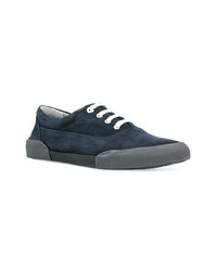 dunkelblaue Wildleder niedrige Sneakers von Lanvin