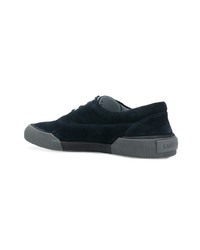 dunkelblaue Wildleder niedrige Sneakers von Lanvin