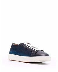 dunkelblaue Wildleder niedrige Sneakers von Santoni