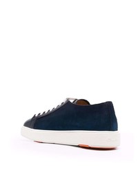 dunkelblaue Wildleder niedrige Sneakers von Santoni