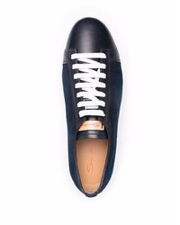 dunkelblaue Wildleder niedrige Sneakers von Santoni