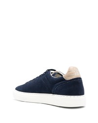 dunkelblaue Wildleder niedrige Sneakers von Brunello Cucinelli