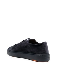 dunkelblaue Wildleder niedrige Sneakers von Santoni