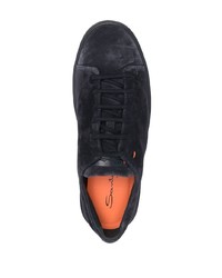 dunkelblaue Wildleder niedrige Sneakers von Santoni