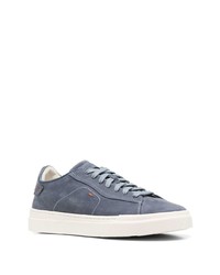 dunkelblaue Wildleder niedrige Sneakers von Santoni