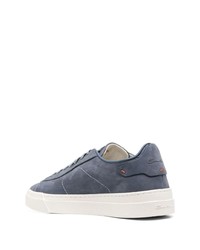 dunkelblaue Wildleder niedrige Sneakers von Santoni