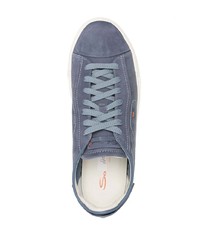 dunkelblaue Wildleder niedrige Sneakers von Santoni