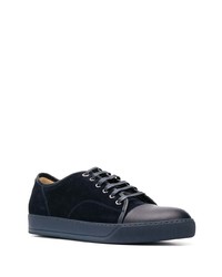 dunkelblaue Wildleder niedrige Sneakers von Lanvin