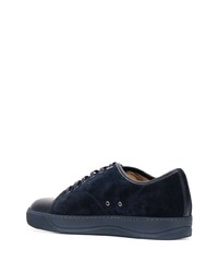 dunkelblaue Wildleder niedrige Sneakers von Lanvin