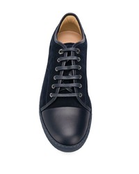 dunkelblaue Wildleder niedrige Sneakers von Lanvin