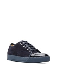 dunkelblaue Wildleder niedrige Sneakers von Lanvin