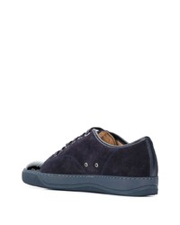 dunkelblaue Wildleder niedrige Sneakers von Lanvin