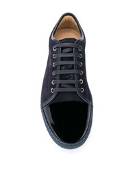 dunkelblaue Wildleder niedrige Sneakers von Lanvin