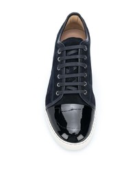 dunkelblaue Wildleder niedrige Sneakers von Lanvin