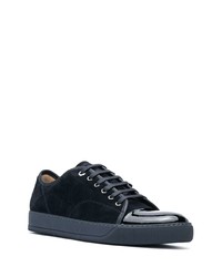 dunkelblaue Wildleder niedrige Sneakers von Lanvin