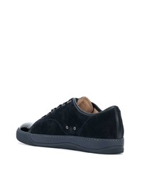 dunkelblaue Wildleder niedrige Sneakers von Lanvin