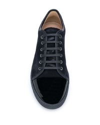 dunkelblaue Wildleder niedrige Sneakers von Lanvin