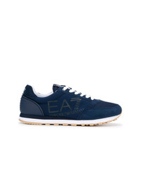 dunkelblaue Wildleder niedrige Sneakers von Ea7 Emporio Armani